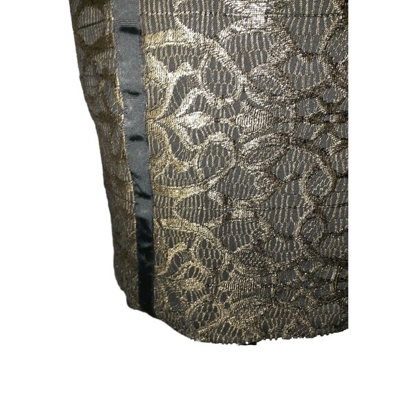 NEW AIDAN MATTOX Size 12 Sheath Dress Black Gold Shimmery Lace Strapless - Picture 3 of 6